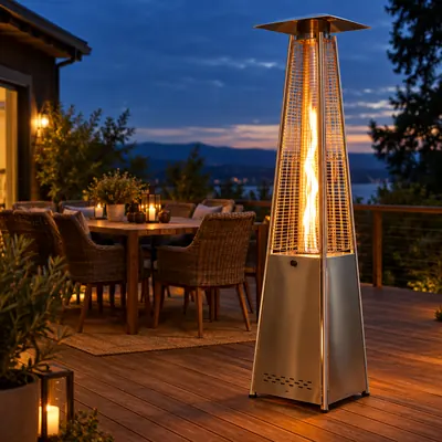 Patio Heaters category — Freestanding, tabletop, hanging, and infrared patio heaters up to 48,000 BTU.